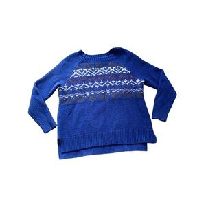 American Eagle Outfitters Small Knit Sweater Long Sleeve Top Fuzzy Blue White